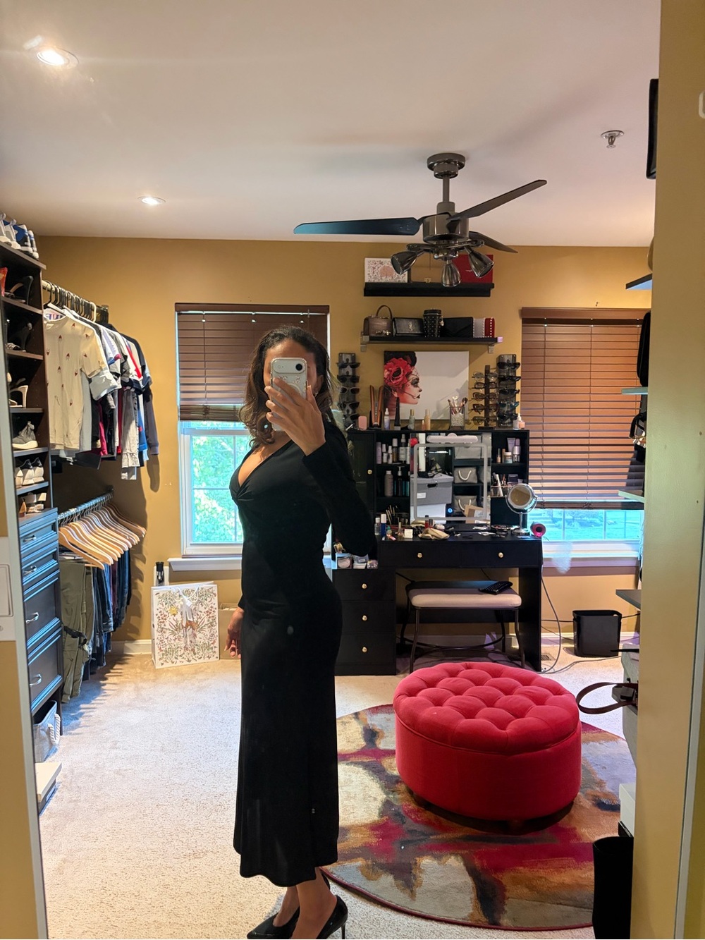 Michael Kors Black Long Sleeve Twist-Detail Midi Dress - Picture 6 of 6